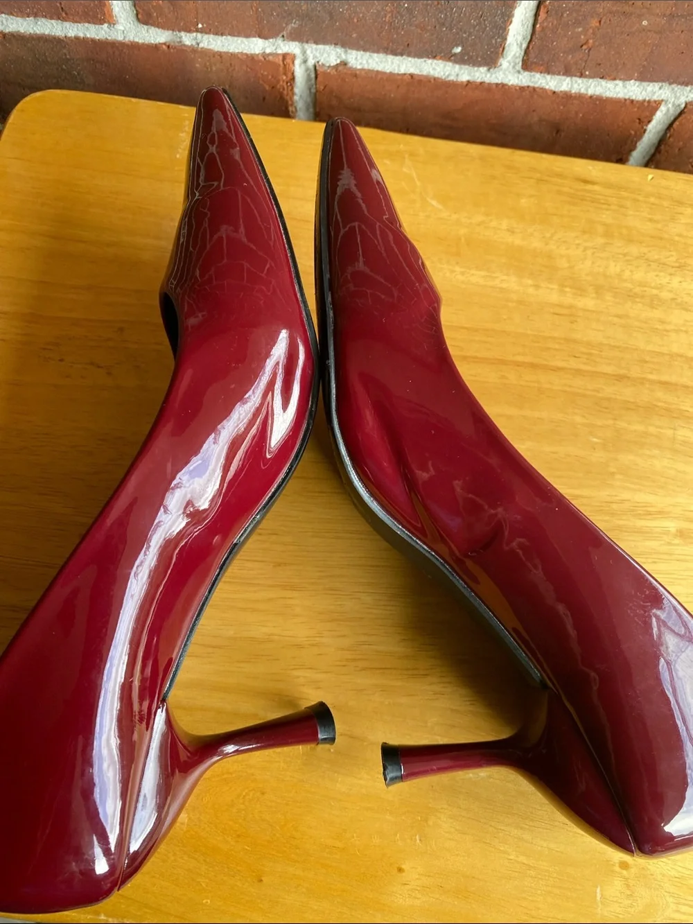 Jason Wu Stela Burgundy Patent Pointed-Toe Mid-Heel Pumps Size 10